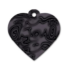 Dark Plum And Black Abstract Art Swirls Dog Tag Heart (one Side) by SpinnyChairDesigns