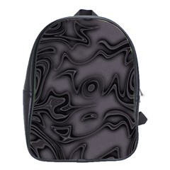 Dark Plum And Black Abstract Art Swirls School Bag (large) by SpinnyChairDesigns