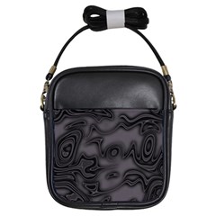 Dark Plum And Black Abstract Art Swirls Girls Sling Bag by SpinnyChairDesigns