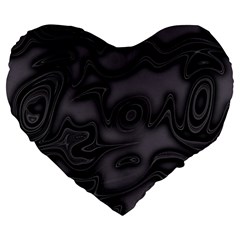 Dark Plum And Black Abstract Art Swirls Large 19  Premium Heart Shape Cushions by SpinnyChairDesigns