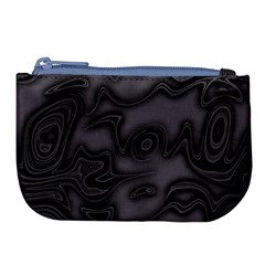 Dark Plum And Black Abstract Art Swirls Large Coin Purse by SpinnyChairDesigns