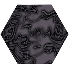 Dark Plum And Black Abstract Art Swirls Wooden Puzzle Hexagon by SpinnyChairDesigns