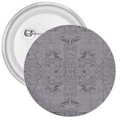 Silver Grey Decorative Floral Pattern 3  Buttons by SpinnyChairDesigns