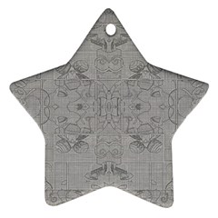 Silver Grey Decorative Floral Pattern Ornament (star) by SpinnyChairDesigns