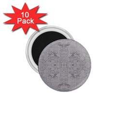 Silver Grey Decorative Floral Pattern 1 75  Magnets (10 Pack)  by SpinnyChairDesigns