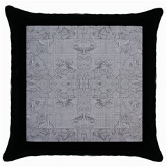 Silver Grey Decorative Floral Pattern Throw Pillow Case (black) by SpinnyChairDesigns