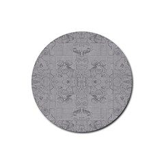 Silver Grey Decorative Floral Pattern Rubber Round Coaster (4 Pack)  by SpinnyChairDesigns