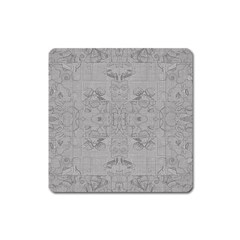 Silver Grey Decorative Floral Pattern Square Magnet by SpinnyChairDesigns