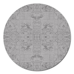 Silver Grey Decorative Floral Pattern Magnet 5  (round) by SpinnyChairDesigns