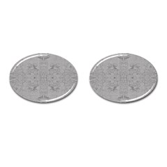 Silver Grey Decorative Floral Pattern Cufflinks (oval) by SpinnyChairDesigns