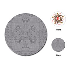 Silver Grey Decorative Floral Pattern Playing Cards Single Design (round) by SpinnyChairDesigns