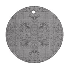 Silver Grey Decorative Floral Pattern Round Ornament (two Sides) by SpinnyChairDesigns