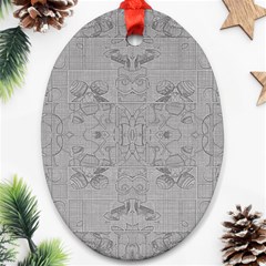 Silver Grey Decorative Floral Pattern Oval Ornament (two Sides) by SpinnyChairDesigns