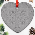 Silver Grey Decorative Floral Pattern Heart Ornament (Two Sides) Front