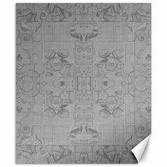 Silver Grey Decorative Floral Pattern Canvas 8  X 10  by SpinnyChairDesigns