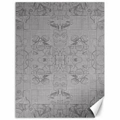 Silver Grey Decorative Floral Pattern Canvas 12  X 16  by SpinnyChairDesigns