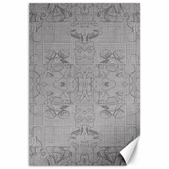 Silver Grey Decorative Floral Pattern Canvas 12  X 18  by SpinnyChairDesigns