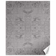 Silver Grey Decorative Floral Pattern Canvas 16  X 20  by SpinnyChairDesigns