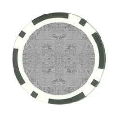 Silver Grey Decorative Floral Pattern Poker Chip Card Guard by SpinnyChairDesigns