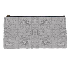 Silver Grey Decorative Floral Pattern Pencil Case by SpinnyChairDesigns