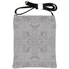 Silver Grey Decorative Floral Pattern Shoulder Sling Bag by SpinnyChairDesigns