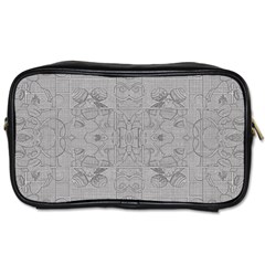 Silver Grey Decorative Floral Pattern Toiletries Bag (one Side) by SpinnyChairDesigns