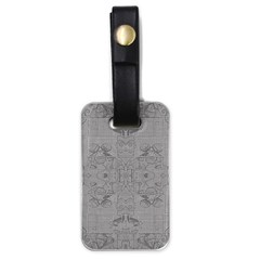 Silver Grey Decorative Floral Pattern Luggage Tag (one Side) by SpinnyChairDesigns