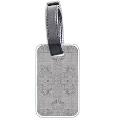 Silver Grey Decorative Floral Pattern Luggage Tag (two Sides) by SpinnyChairDesigns