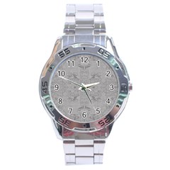 Silver Grey Decorative Floral Pattern Stainless Steel Analogue Watch by SpinnyChairDesigns