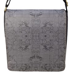 Silver Grey Decorative Floral Pattern Flap Closure Messenger Bag (s) by SpinnyChairDesigns