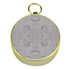 Silver Grey Decorative Floral Pattern Gold Compasses by SpinnyChairDesigns