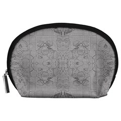 Silver Grey Decorative Floral Pattern Accessory Pouch (large) by SpinnyChairDesigns