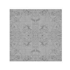 Silver Grey Decorative Floral Pattern Small Satin Scarf (square) by SpinnyChairDesigns