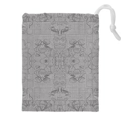 Silver Grey Decorative Floral Pattern Drawstring Pouch (4xl) by SpinnyChairDesigns