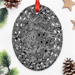 Comic Book Camouflage Oval Filigree Ornament (two Sides) by SpinnyChairDesigns