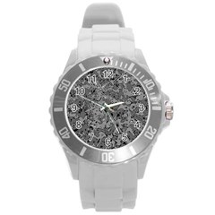 Comic Book Camouflage Round Plastic Sport Watch (l)