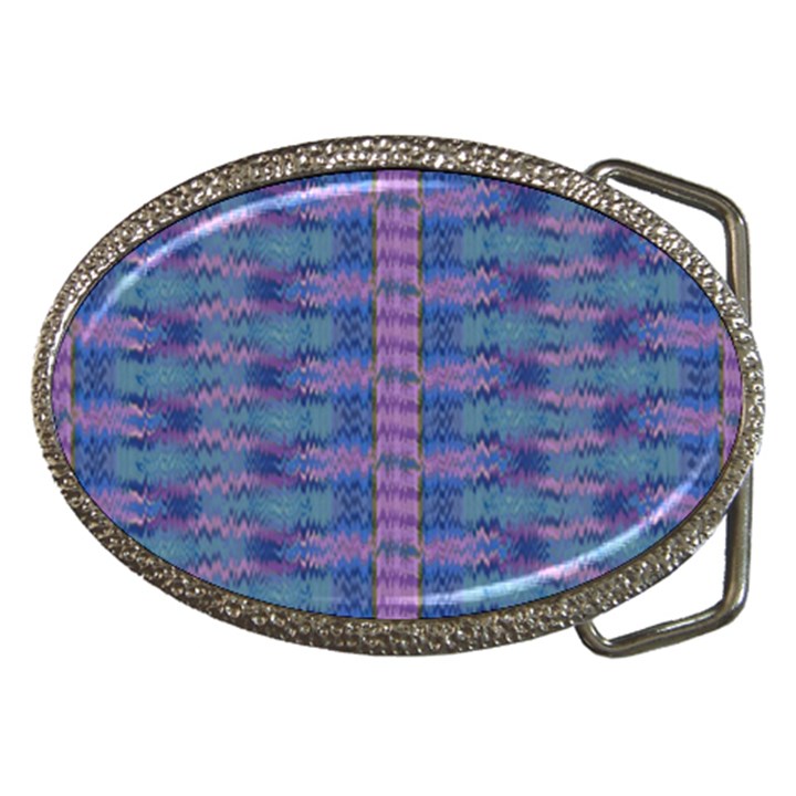 Purple Blue Ikat Stripes Belt Buckles