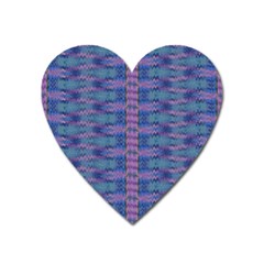 Purple Blue Ikat Stripes Heart Magnet by SpinnyChairDesigns