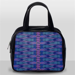 Purple Blue Ikat Stripes Classic Handbag (one Side) by SpinnyChairDesigns