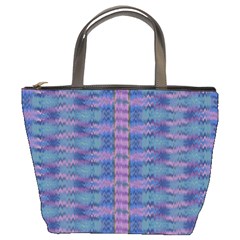 Purple Blue Ikat Stripes Bucket Bag by SpinnyChairDesigns