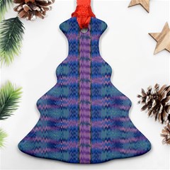 Purple Blue Ikat Stripes Ornament (christmas Tree)  by SpinnyChairDesigns