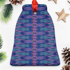 Purple Blue Ikat Stripes Ornament (bell) by SpinnyChairDesigns