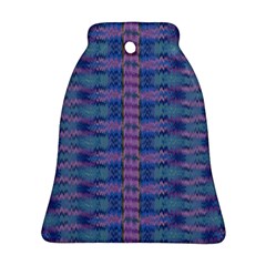 Purple Blue Ikat Stripes Bell Ornament (two Sides)