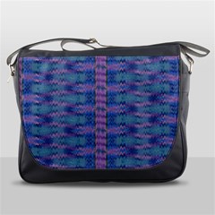 Purple Blue Ikat Stripes Messenger Bag by SpinnyChairDesigns