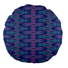 Purple Blue Ikat Stripes Large 18  Premium Round Cushions by SpinnyChairDesigns