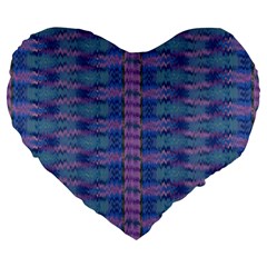 Purple Blue Ikat Stripes Large 19  Premium Heart Shape Cushions by SpinnyChairDesigns