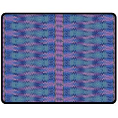 Purple Blue Ikat Stripes Double Sided Fleece Blanket (medium)  by SpinnyChairDesigns