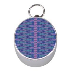 Purple Blue Ikat Stripes Mini Silver Compasses by SpinnyChairDesigns