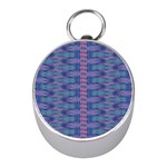 Purple Blue Ikat Stripes Mini Silver Compasses Front