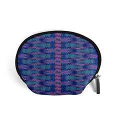 Purple Blue Ikat Stripes Accessory Pouch (small) by SpinnyChairDesigns